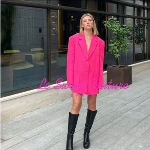 Zara Neon Pink Oversized Blazer/Size Medium NWT